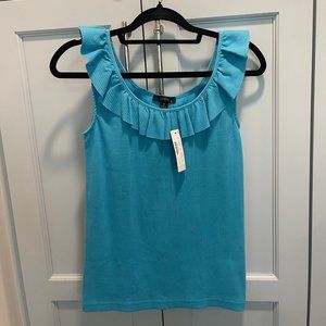 J Crew Ruffled-neck Ribbed Tank Top